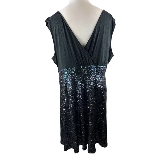Torrid Special Occasion Black Sequin Skater Dress Black Women's Plus Size 24 - Picture 7 of 10